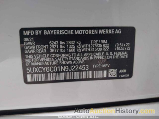 BMW X6 XDRIVE40I, 5UXCY6C01N9J22453