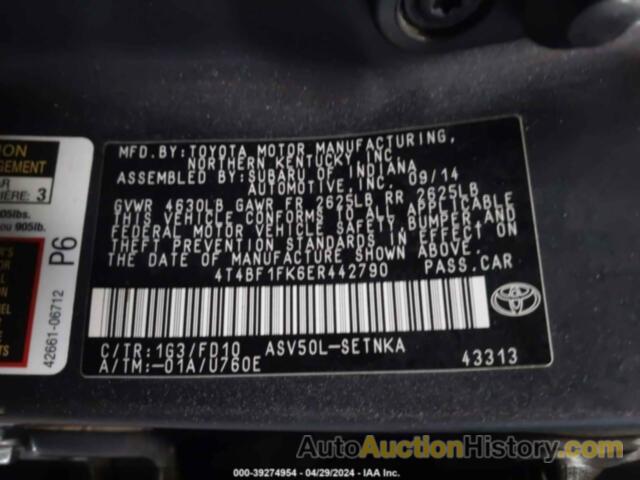 TOYOTA CAMRY LE, 4T4BF1FK6ER442790