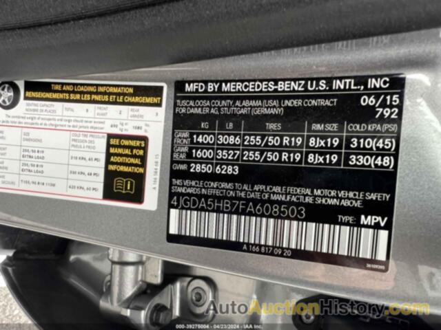 MERCEDES-BENZ ML 350 4MATIC, 4JGDA5HB7FA608503