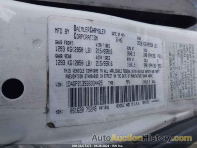 DODGE CARAVAN C/V, 1D4GP21393B334425