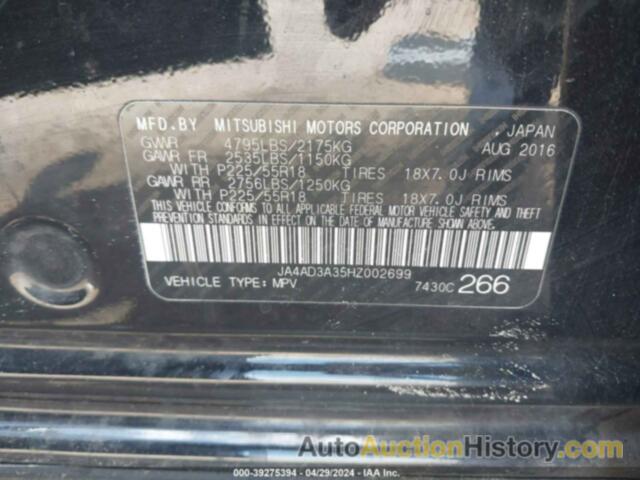 MITSUBISHI OUTLANDER SE/SEL, JA4AD3A35HZ002699