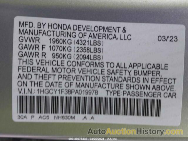 HONDA ACCORD EX, 1HGCY1F38PA019978