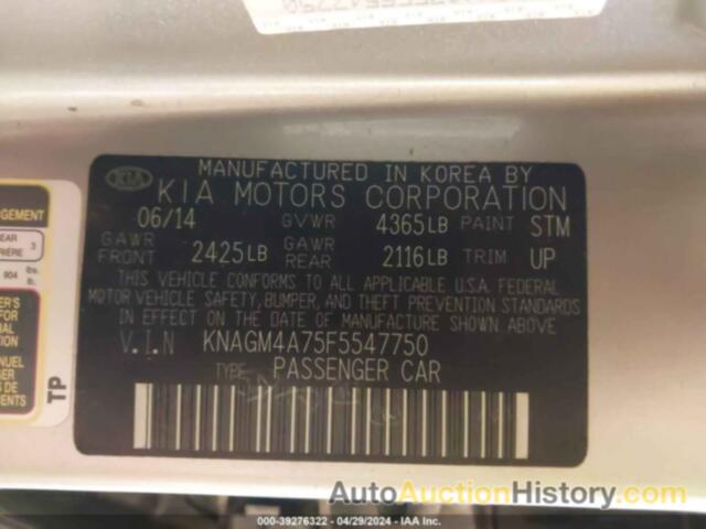 KIA OPTIMA LX, KNAGM4A75F5547750