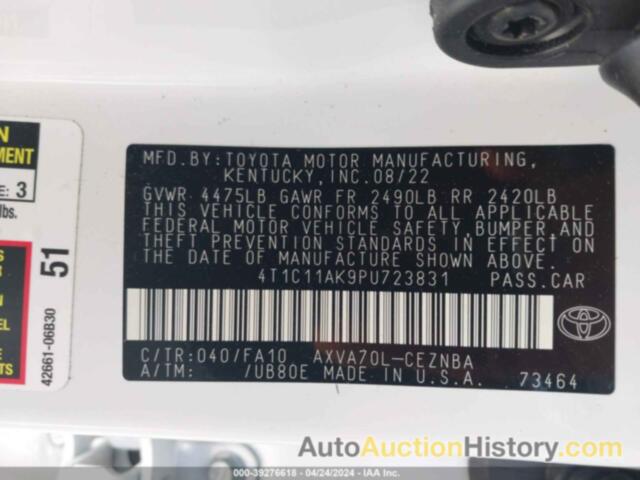 TOYOTA CAMRY LE, 4T1C11AK9PU723831