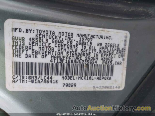 TOYOTA AVALON XLS, 4T1BF18B3WU235654