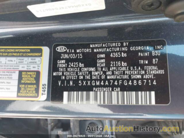 KIA OPTIMA LX, 5XXGM4A74FG486714