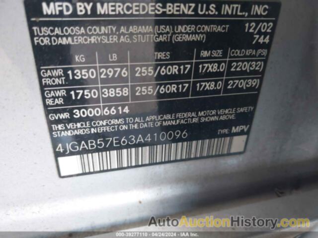 MERCEDES-BENZ ML 350, 4JGAB57E63A410096