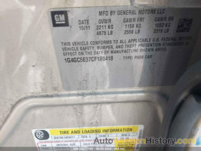 BUICK LACROSSE LEATHER GROUP, 1G4GC5E37CF180418