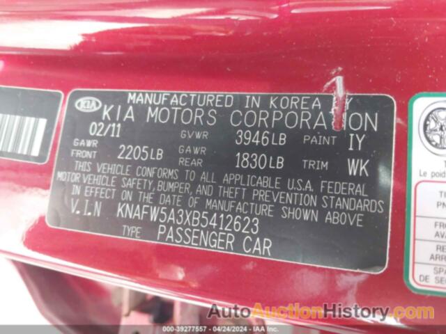 KIA FORTE SX, KNAFW5A3XB5412623