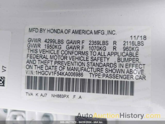 HONDA ACCORD EXL, 1HGCV1F54KA006986