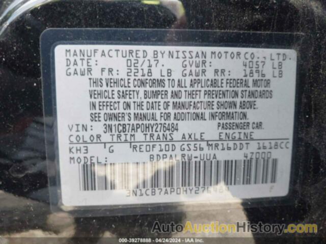 NISSAN SENTRA SR TURBO, 3N1CB7AP0HY276484