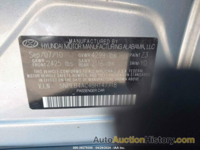 HYUNDAI SONATA GLS, 5NPEB4AC4BH147718