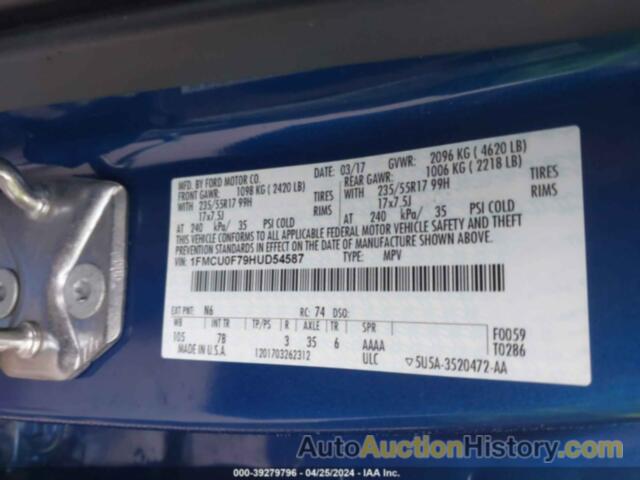 FORD ESCAPE S, 1FMCU0F79HUD54587