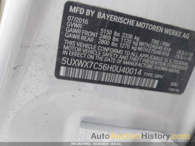 BMW X3 XDRIVE35I, 5UXWX7C56H0U40014