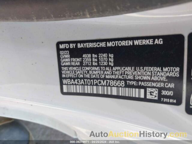 BMW 430XI, WBA43AT01PCM78668