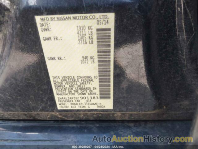 NISSAN ALTIMA 2.5 S, 1N4AL3AP3EC901383