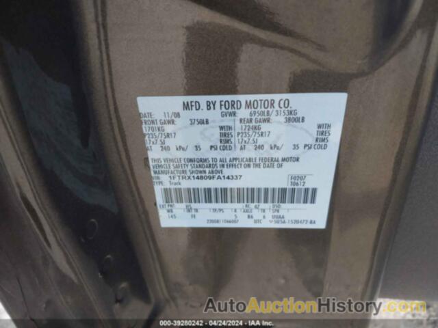 FORD F-150 STX/XLT/XL, 1FTRX14809FA14337