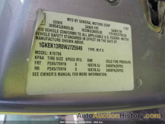 GMC YUKON SLT, 1GKEK13R8WJ725949