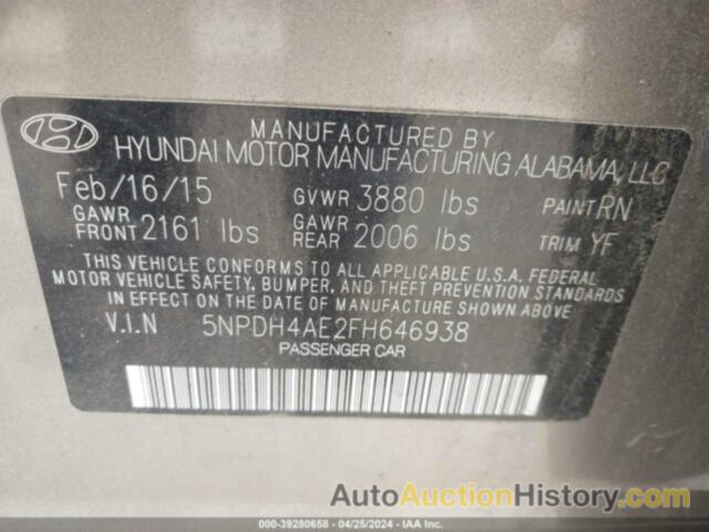 HYUNDAI ELANTRA SE, 5NPDH4AE2FH646938