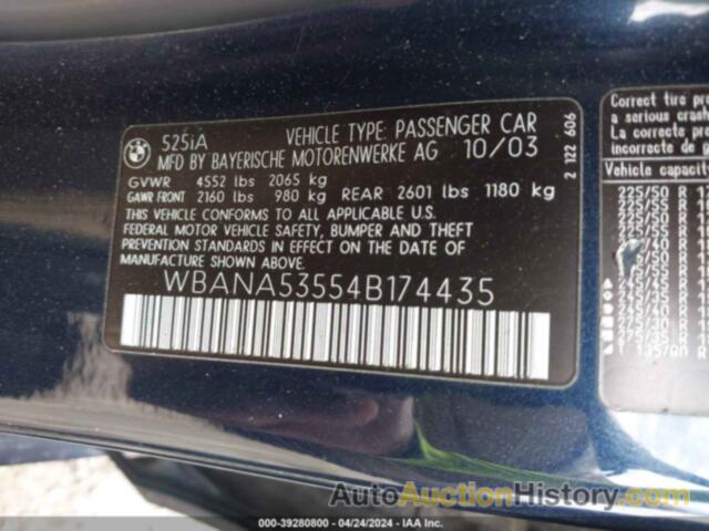 BMW 525I, WBANA53554B174435