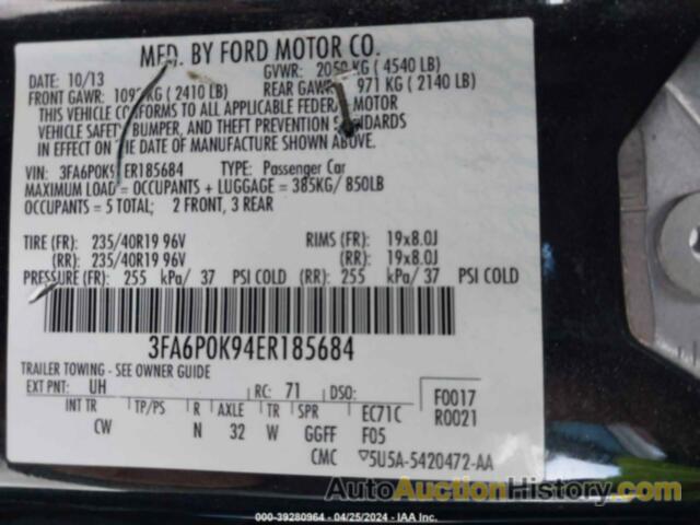 FORD FUSION TITANIUM, 3FA6P0K94ER185684