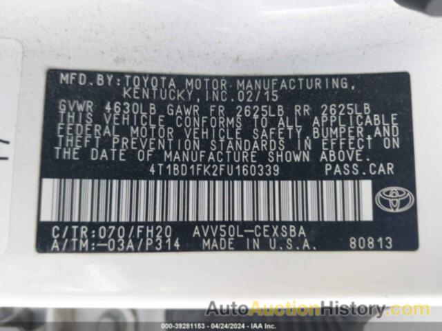 TOYOTA CAMRY HYBRID SE, 4T1BD1FK2FU160339