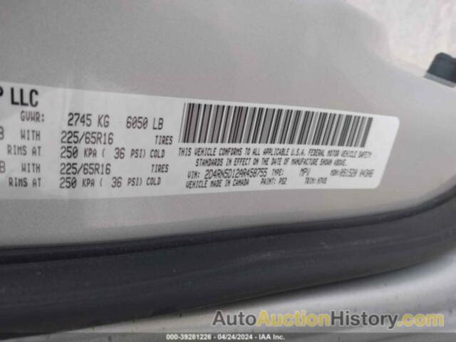 DODGE GRAND CARAVAN SXT, 2D4RN5D12AR458755