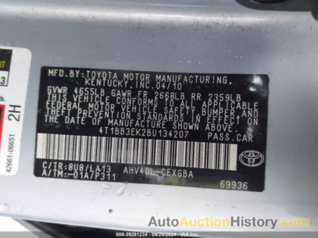 TOYOTA CAMRY HYBRID, 4T1BB3EK2BU134207