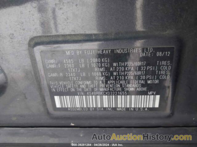 SUBARU OUTBACK 2.5I LIMITED, 4S4BRBKCXD3221655