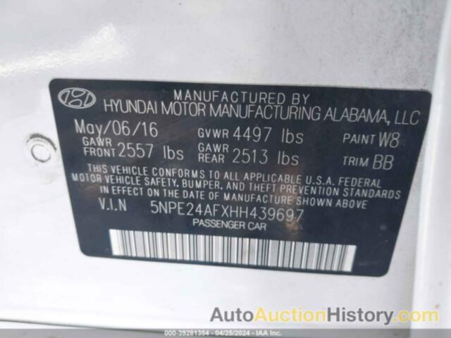 HYUNDAI SONATA SE, 5NPE24AFXHH439697