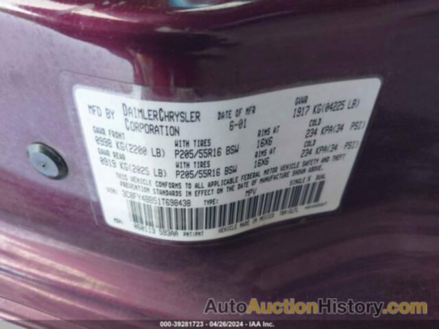 CHRYSLER PT CRUISER, 3C8FY4BB51T698438