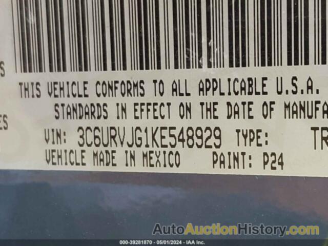 RAM PROMASTER 3500 CARGO VAN HIGH ROOF 159 WB EXT, 3C6URVJG1KE548929