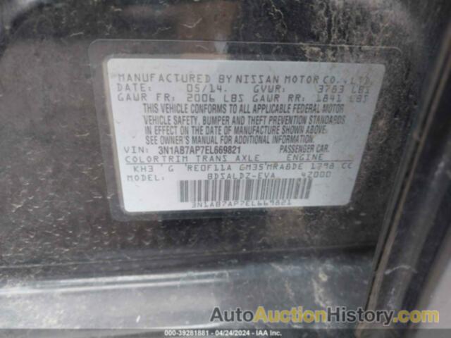 NISSAN SENTRA FE+ S/FE+ SV/S/SL/SR/SV, 3N1AB7AP7EL669821