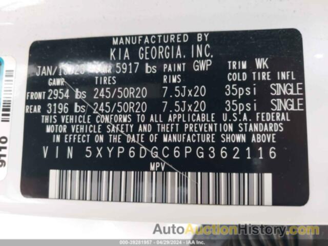 KIA TELLURIDE S, 5XYP6DGC6PG362116