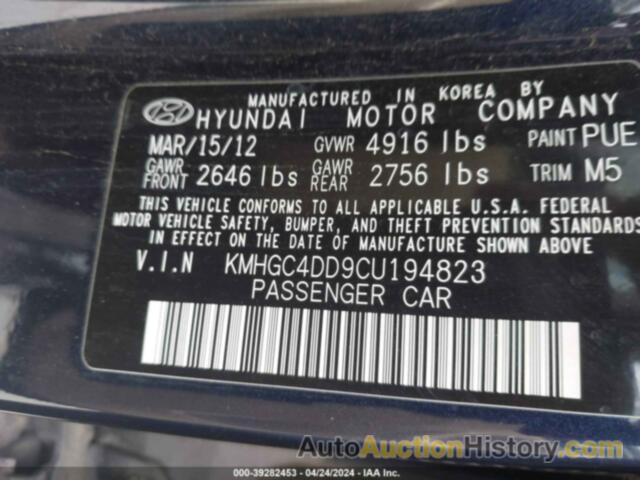 HYUNDAI GENESIS 3.8, KMHGC4DD9CU194823