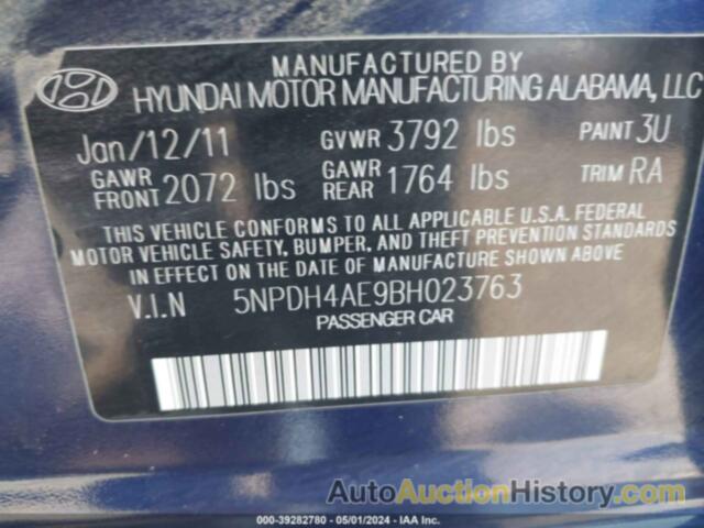 HYUNDAI ELANTRA GLS, 5NPDH4AE9BH023763