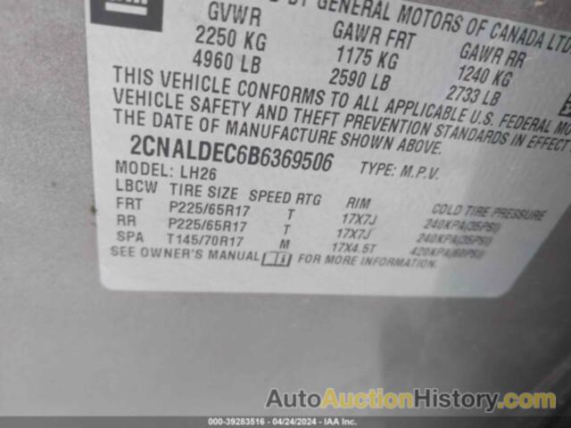 CHEVROLET EQUINOX 1LT, 2CNALDEC6B6369506