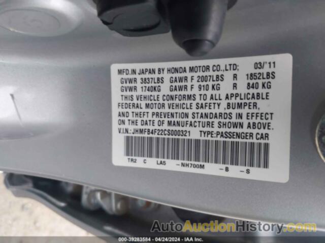 HONDA CIVIC HYBRID, JHMFB4F22CS000321