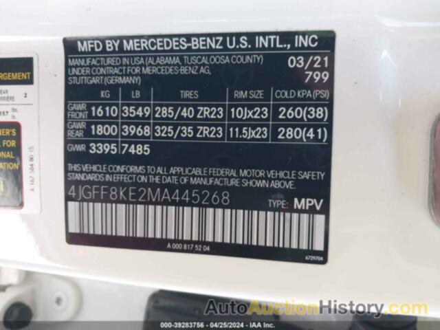 MERCEDES-BENZ AMG GLS 63 4MATIC, 4JGFF8KE2MA445268