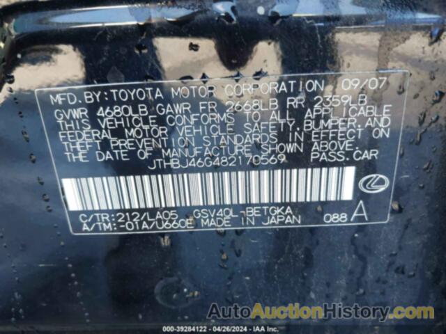 LEXUS ES 350, JTHBJ46G482170569