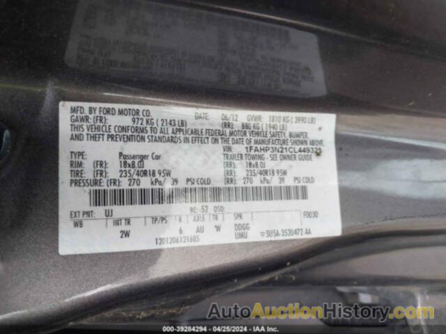 FORD FOCUS TITANIUM, 1FAHP3N21CL449321