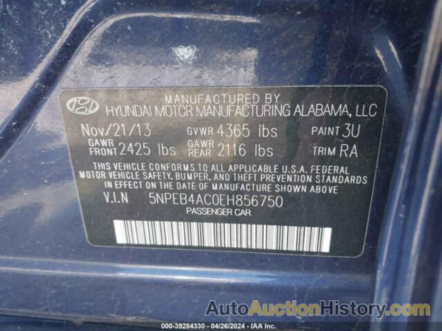 HYUNDAI SONATA GLS, 5NPEB4AC0EH856750