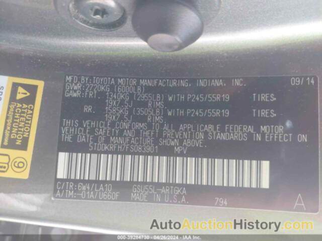 TOYOTA HIGHLANDER LIMITED V6, 5TDDKRFH7FS083901