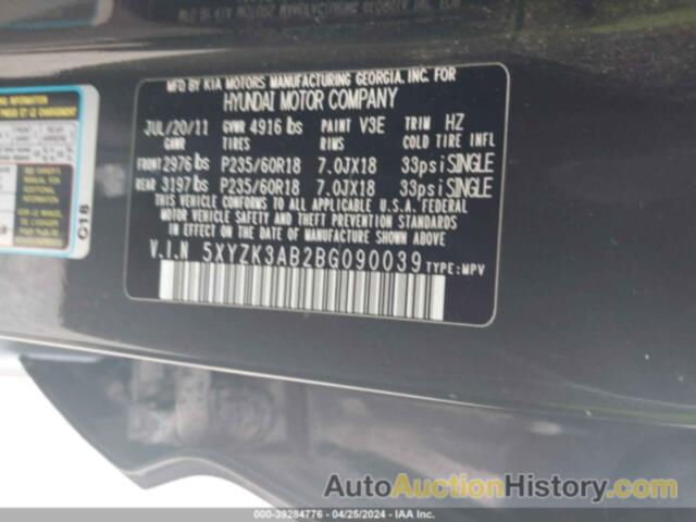 HYUNDAI SANTA FE LIMITED, 5XYZK3AB2BG090039