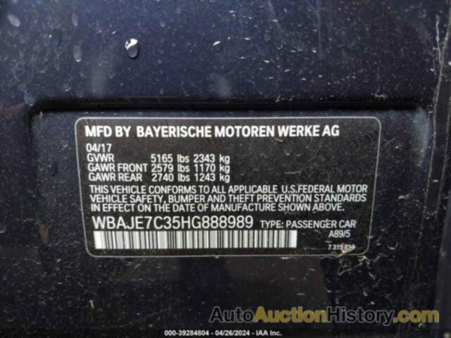 BMW 540I XDRIVE, WBAJE7C35HG888989