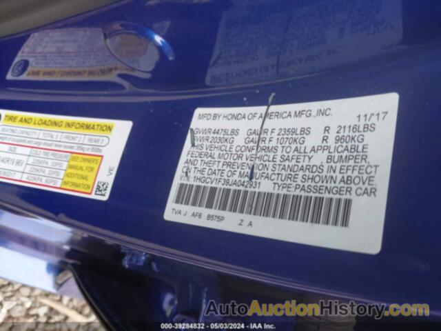 HONDA ACCORD SPORT, 1HGCV1F39JA042931