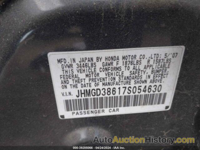 HONDA FIT SPORT, JHMGD38617S054630