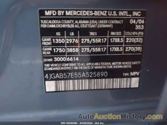 MERCEDES-BENZ ML 350 4MATIC, 4JGAB57E55A525890