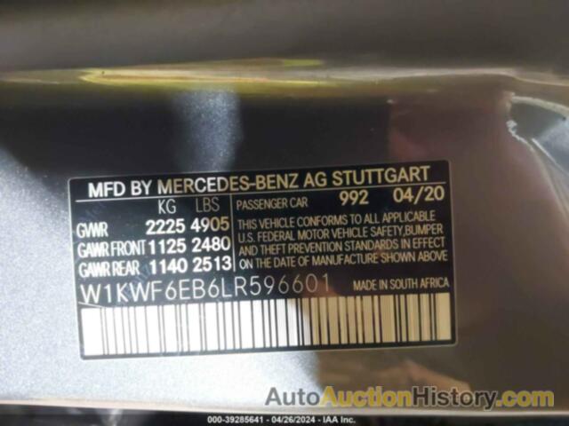 MERCEDES-BENZ AMG C 43 4MATIC, W1KWF6EB6LR596601