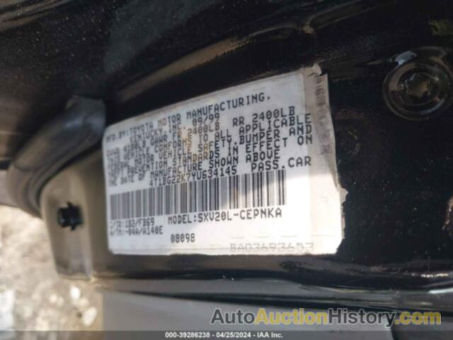 TOYOTA CAMRY CE/LE/XLE, 4T1BG22K7YU634145